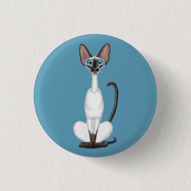 Chapa Redonda De 2,5 Cm Gato siamés (Anverso)