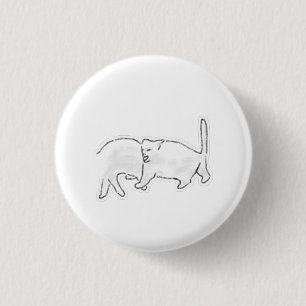 Chapa Redonda De 2,5 Cm Gatos Blancos Juguetones Minimalista