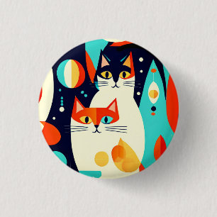 Chapa Redonda De 2,5 Cm Gatos modernos de mediados del siglo XX en un cont