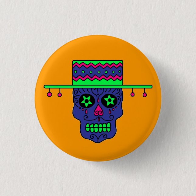 Chapa Redonda De 2,5 Cm Gaucho Sugar Skull (Anverso)
