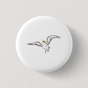 Chapa Redonda De 2,5 Cm Gaviota blanca