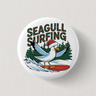 Chapa Redonda De 2,5 Cm Gaviota invernal, gaviota Navidad