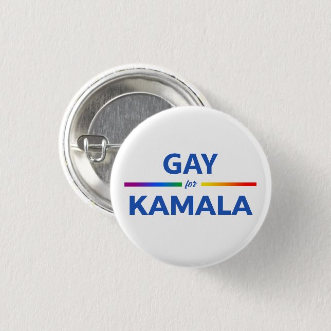 Chapa Redonda De 2,5 Cm Gay para Kamala Harris (Anverso y reverso)
