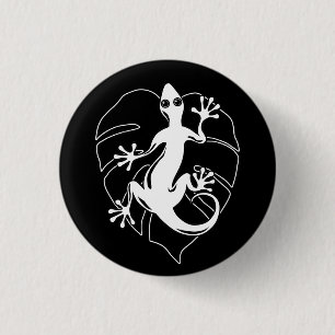 Chapa Redonda De 2,5 Cm Gecko Lizard Silhouette