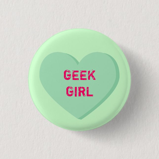 Chapa Redonda De 2,5 Cm Geek Chica Heart (Anverso)