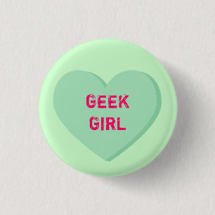 Chapa Redonda De 2,5 Cm Geek Chica Heart