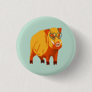 Chapa Redonda De 2,5 Cm Geek Pig Funny Nerdy