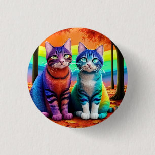 Chapa Redonda De 2,5 Cm Gemelos del arte digital de gatos-56467