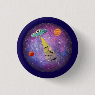 Chapa Redonda De 2,5 Cm Gente estrella de la nave espacial UFO Alien