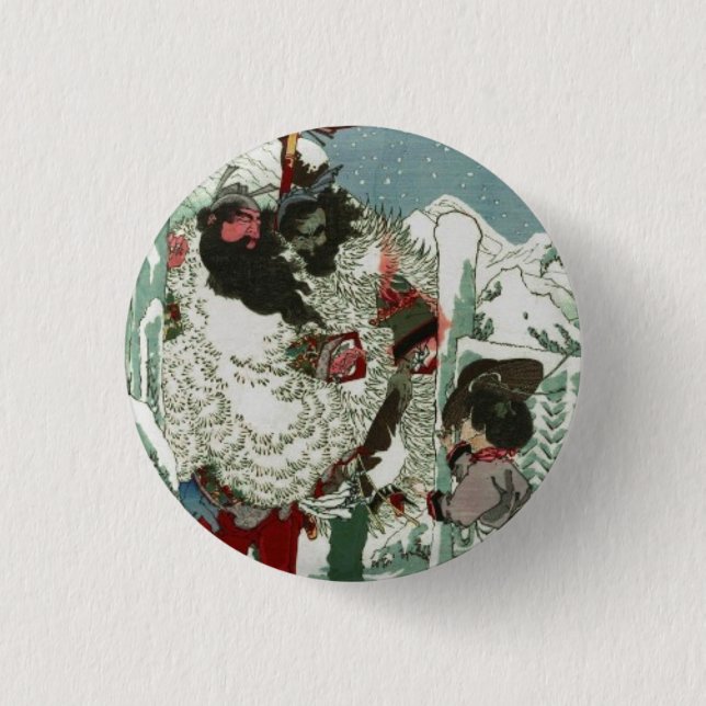 Chapa Redonda De 2,5 Cm Gentoku Visitando Komei en la nieve (2:3) (Anverso)