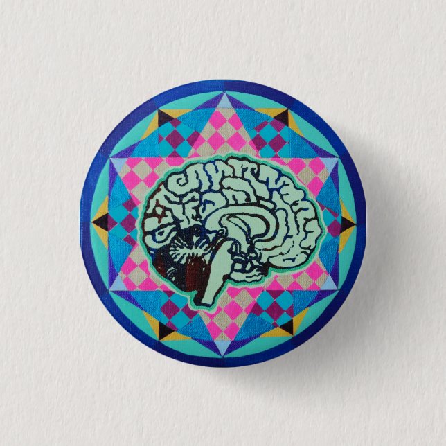 Chapa Redonda De 2,5 Cm Geo-Cerebro (Anverso)