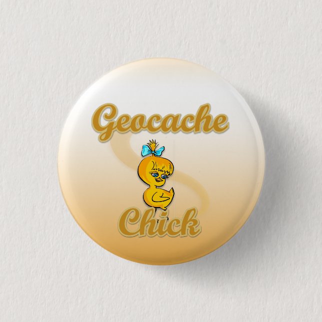 Chapa Redonda De 2,5 Cm Geocache Chick (Anverso)