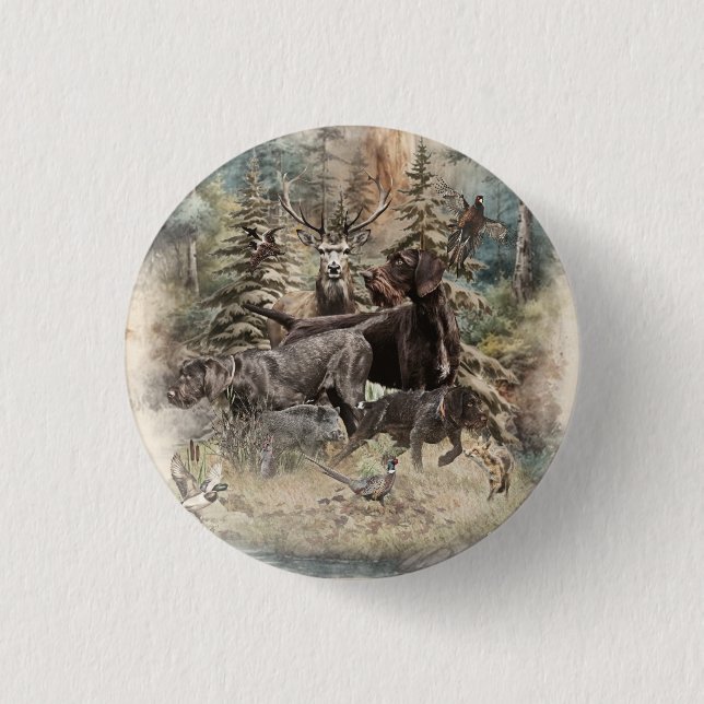 Chapa Redonda De 2,5 Cm German Wirehaired Pointer (Anverso)