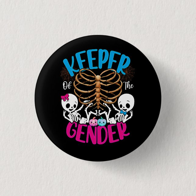 Chapa Redonda De 2,5 Cm Ghost Keeper Of Gender Reveal Invitación Hal (Anverso)