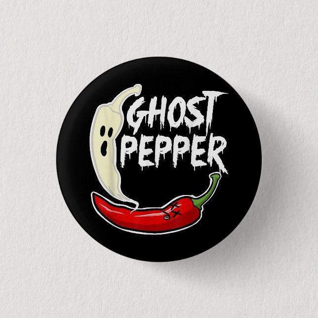 Chapa Redonda De 2,5 Cm Ghost Pepper Funny Spicny Hot Halloween Ghost Pepp (Anverso)