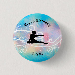 Chapa Redonda De 2,5 Cm Gimnasia / Baile Feliz Cumpleaños Personalizado Sw