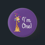 Chapa Redonda De 2,5 Cm Giraffe Kids Birthday Fiesta Cute I'm One Pin<br><div class="desc">¡Esta adorable jirafa está aquí para el cumpleaños de su hijo! ¡Dice que soy uno! ¡Funciona bien para una fiesta de primer cumpleaños de niños lindos, un fiesta de zoológico o sólo un niño que ama las jirafas a cualquier edad! ¡Puedes cambiar el texto para decir cualquier edad! ¡El adorable...</div>