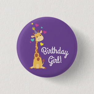 Chapa Redonda De 2,5 Cm Giraffe Kids Fiesta Cute Chica de cumpleaños