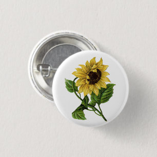 Chapa Redonda De 2,5 Cm Girasol amarillo vintage