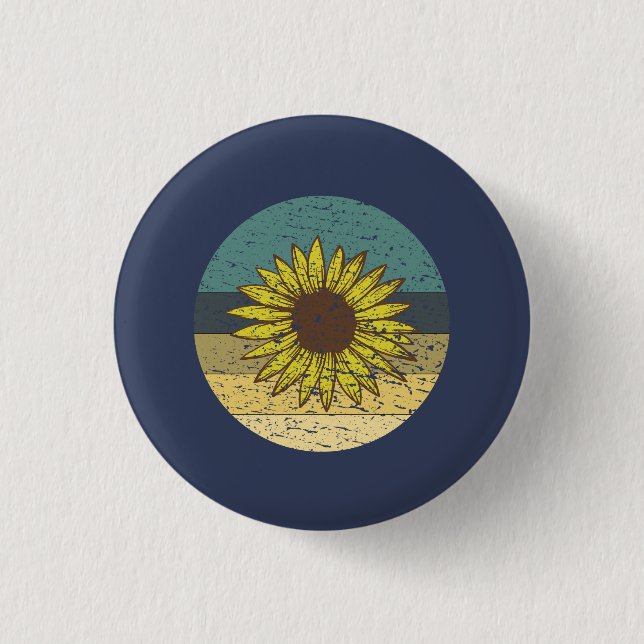 Chapa Redonda De 2,5 Cm Girasol Retro  (Anverso)