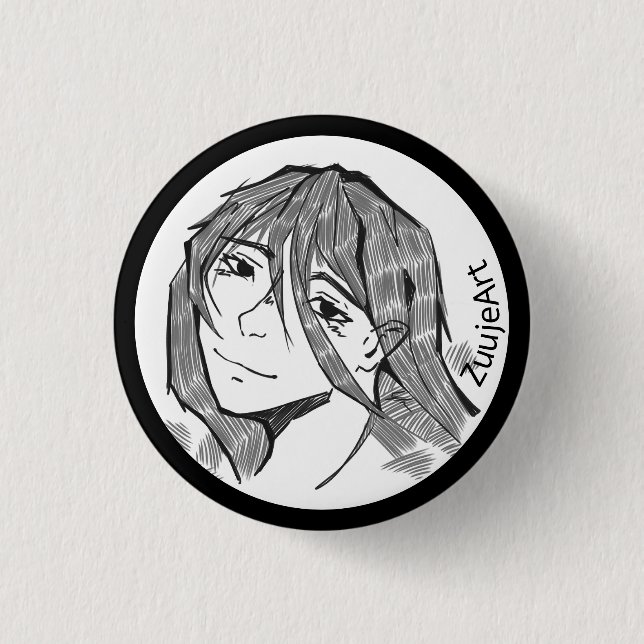 Chapa Redonda De 2,5 Cm Girl, anime, lineart (Anverso)