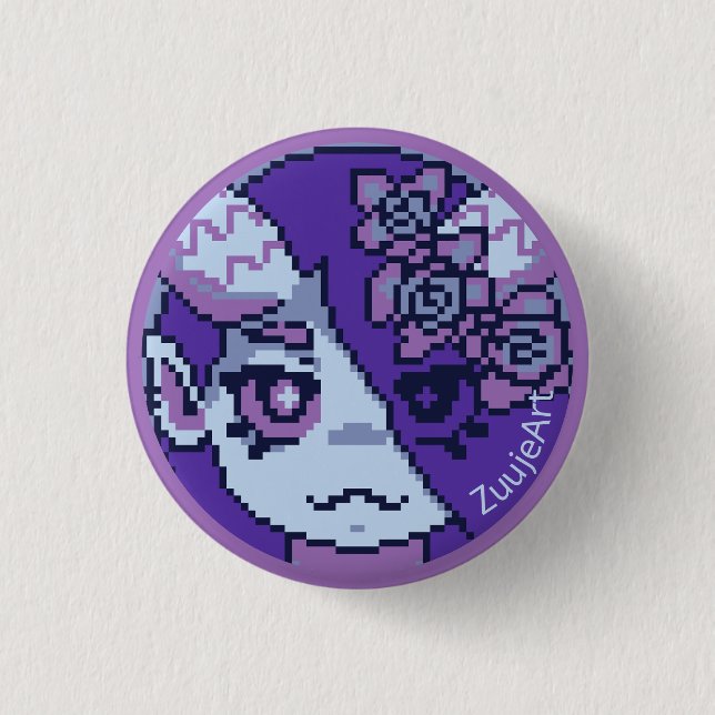 Chapa Redonda De 2,5 Cm Girl, anime, pixelart (Anverso)