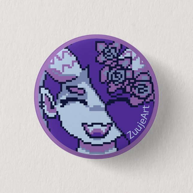 Chapa Redonda De 2,5 Cm Girl, anime, pixelart (Anverso)