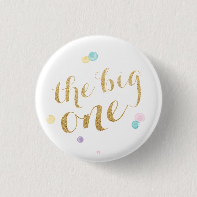 Chapa Redonda De 2,5 Cm Girly First Birthday Button (Anverso)