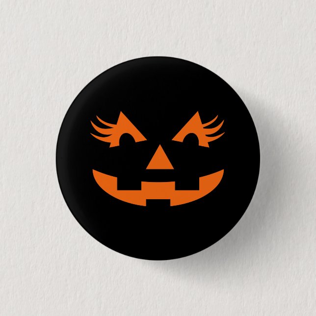 Chapa Redonda De 2,5 Cm Girly Jack O Lantern Halloween (Anverso)