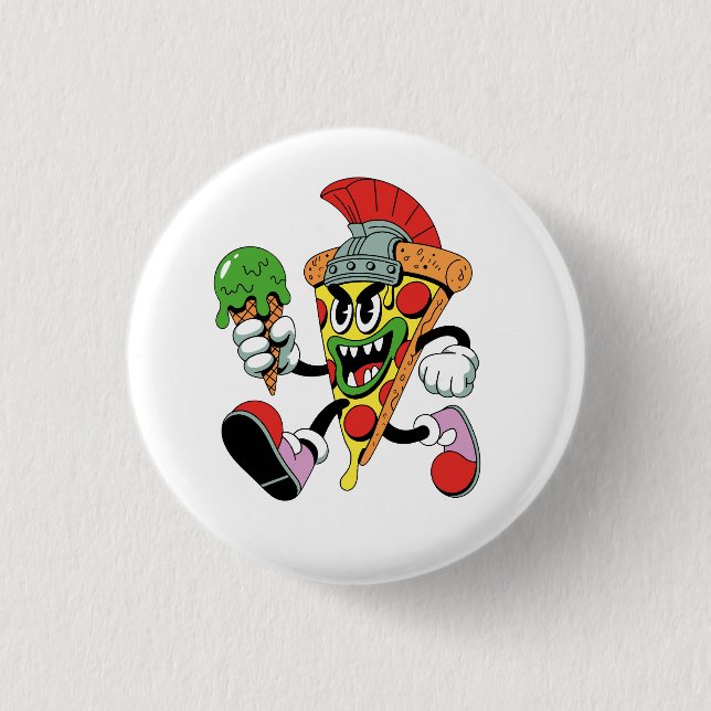 Chapa Redonda De 2,5 Cm Gladiator Pizza Slice Italiano Brainrot (Anverso)