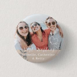 Chapa Redonda De 2,5 Cm Glittering Hearts Besties Photo