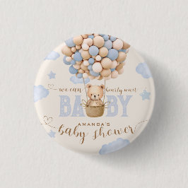 Chapa Redonda De 2,5 Cm Globos de oso Bearly Wait Baby Boy Shower