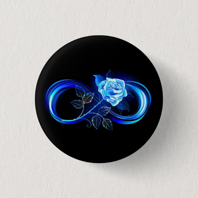 Chapa Redonda De 2,5 Cm Glowing infinity with blue rose (Anverso)
