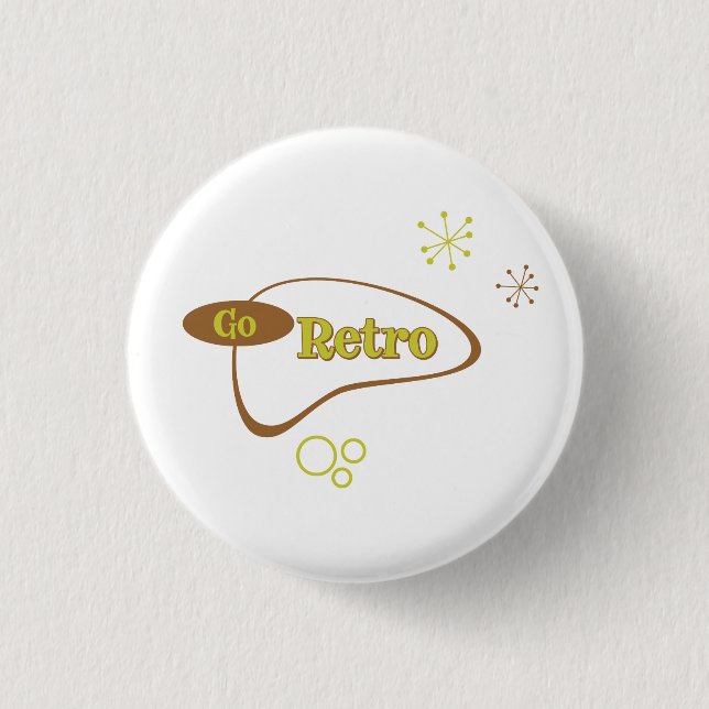 Chapa Redonda De 2,5 Cm Go Retro MidCentury Modern (Anverso)