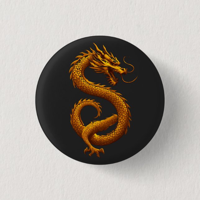Chapa Redonda De 2,5 Cm Golden Dragon (Anverso)