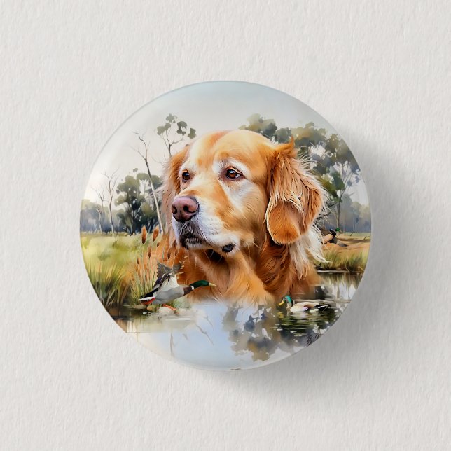 Chapa Redonda De 2,5 Cm Golden Retriever (Anverso)