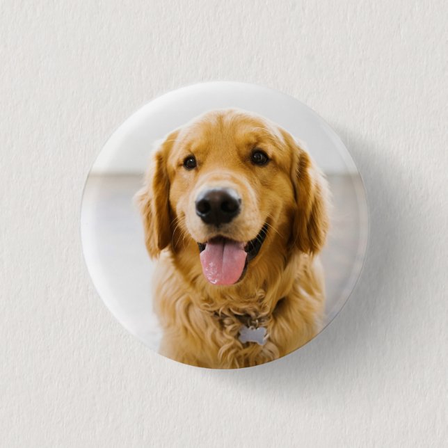 Chapa Redonda De 2,5 Cm Golden Retriever Sonriendo (Anverso)