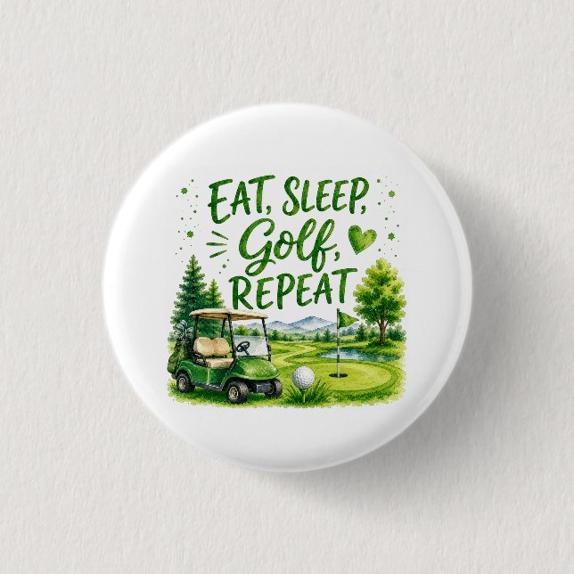 Chapa Redonda De 2,5 Cm Golf comer dormir golf repetir  (Anverso)