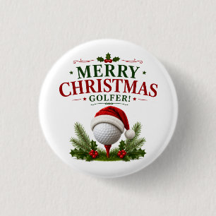 Chapa Redonda De 2,5 Cm Golf con tema de Navidad para golfista