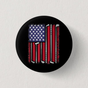 Chapa Redonda De 2,5 Cm Golf Divertido Bandera Americana Jugador de Golf V