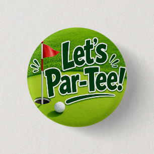 Chapa Redonda De 2,5 Cm Golf Vamos en Par con bandera de golf en verde bla