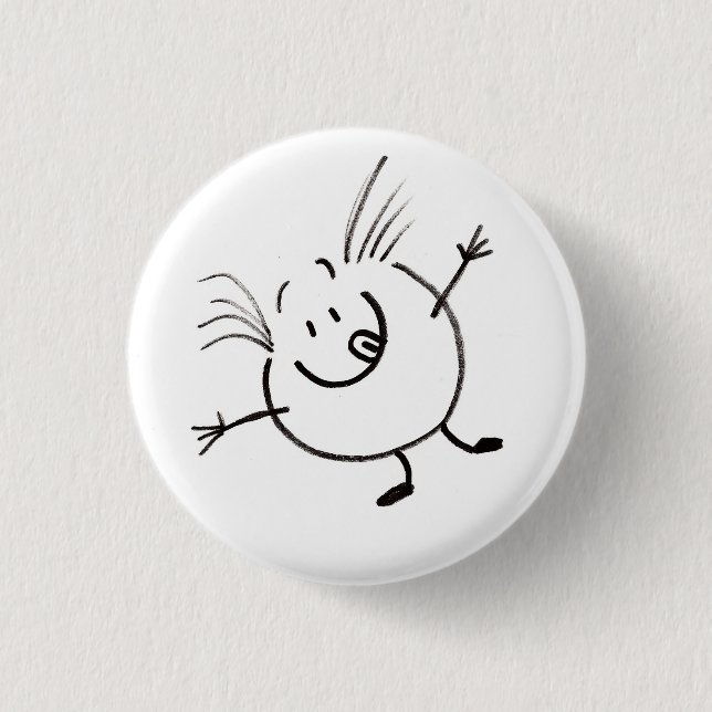 Chapa Redonda De 2,5 Cm Goofy Doodle Guy Button (Anverso)