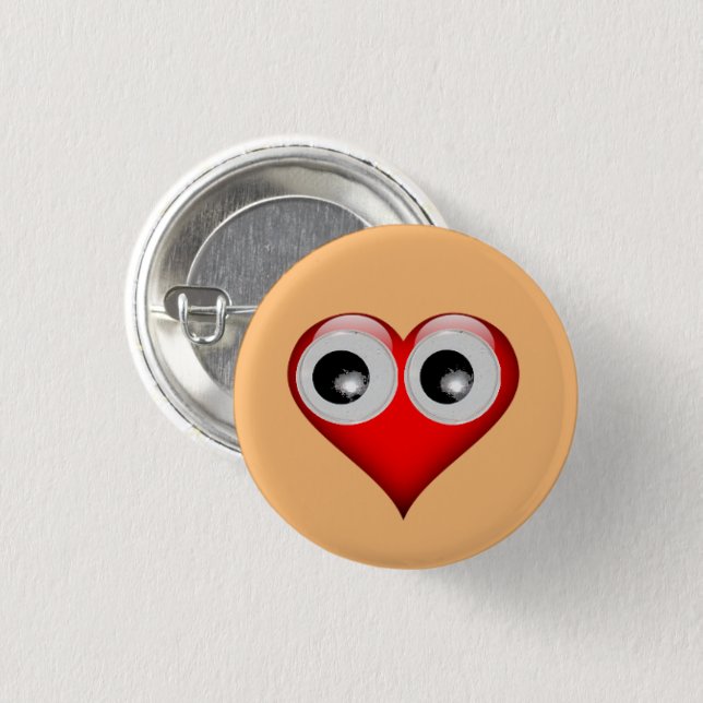 Chapa Redonda De 2,5 Cm Googly Eye Heart (Anverso y reverso)