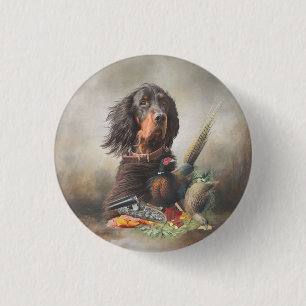 Chapa Redonda De 2,5 Cm Gordon setter con faisanes, arte