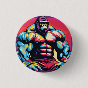 Chapa Redonda De 2,5 Cm Gorilla Bodybuilder Lifter Pop Art Personalizado