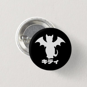 CHAPA REDONDA DE 2,5 CM GÓTICO KITTY BAT CAT PIN JAPONÉS
