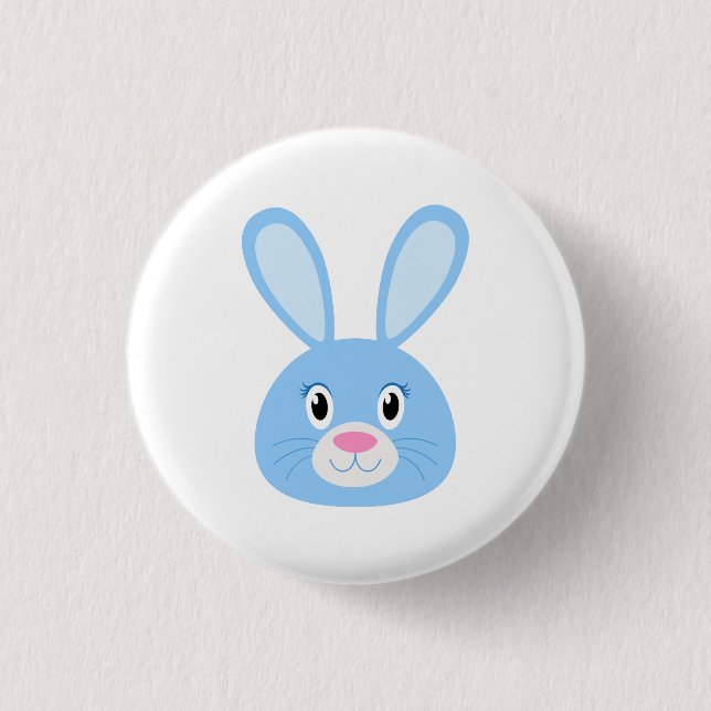 Chapa Redonda De 2,5 Cm Gracioso Bunny Blue (Anverso)