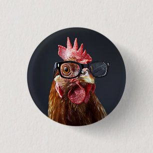 Chapa Redonda De 2,5 Cm Gracioso pollo con gafas