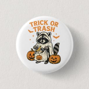 Chapa Redonda De 2,5 Cm Gracioso truco de mapache o halloween con basura
