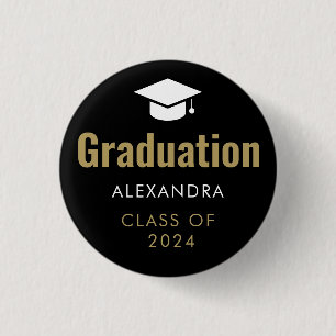 Chapa Redonda De 2,5 Cm Graduación de oro negro